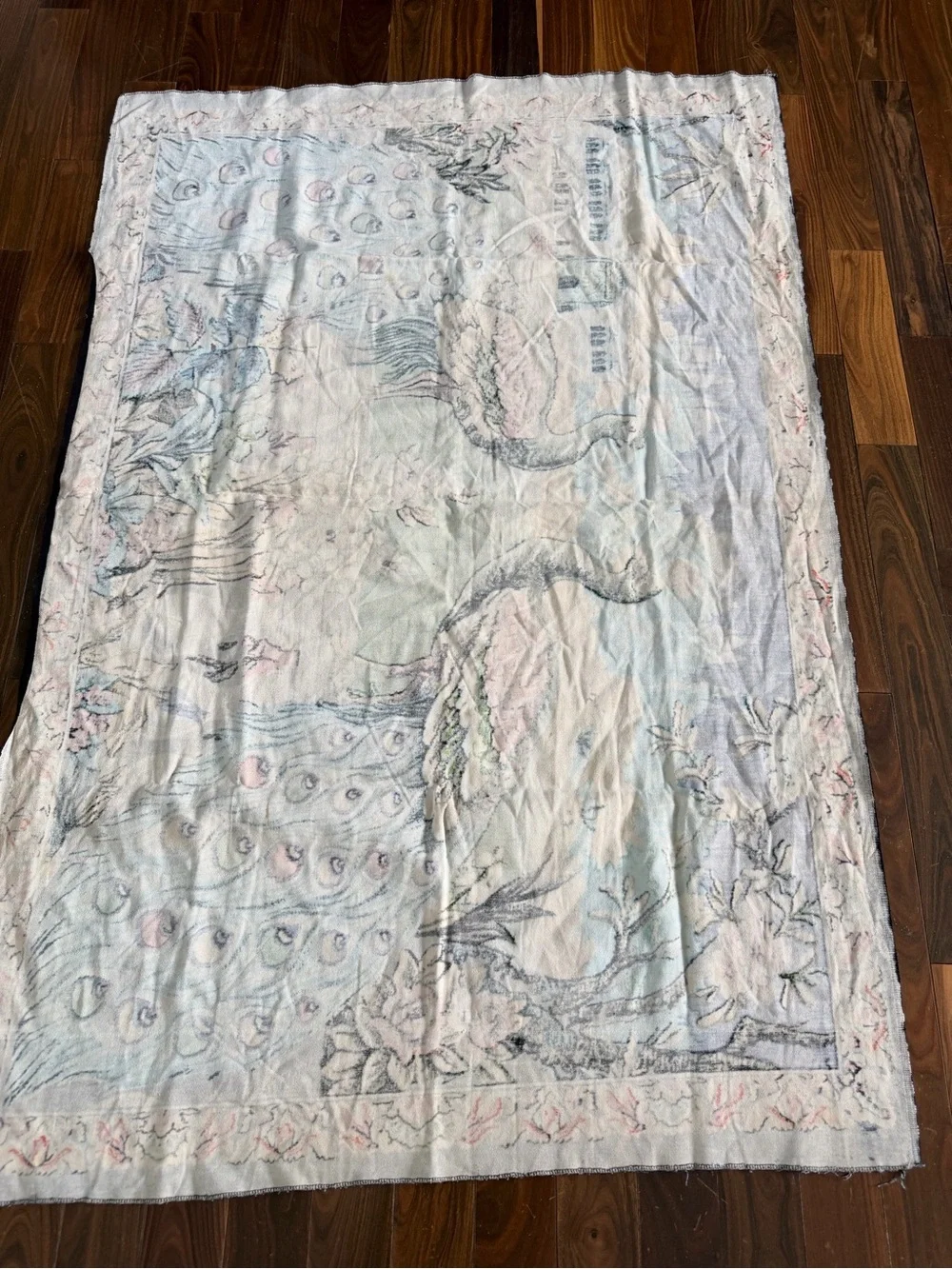 Vintage Double Peacock Wall Hanging Tapestry Cotton Velvet Tone Turkey 55 X 37